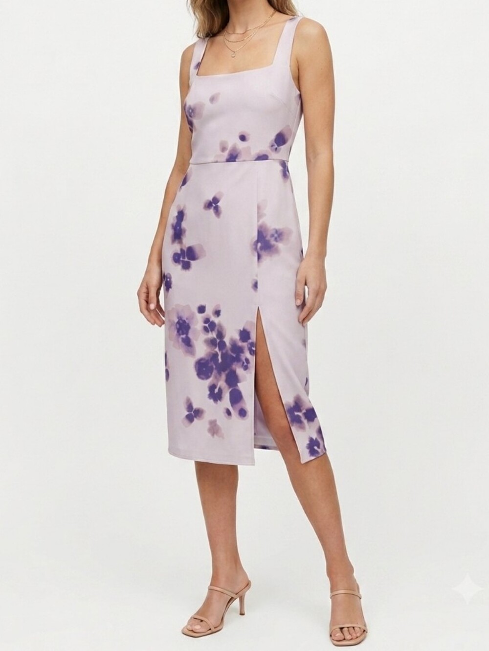 Aritzia Babaton Midi Slit Floral Print Sleeveless Dress Size 0 Cocktail Party